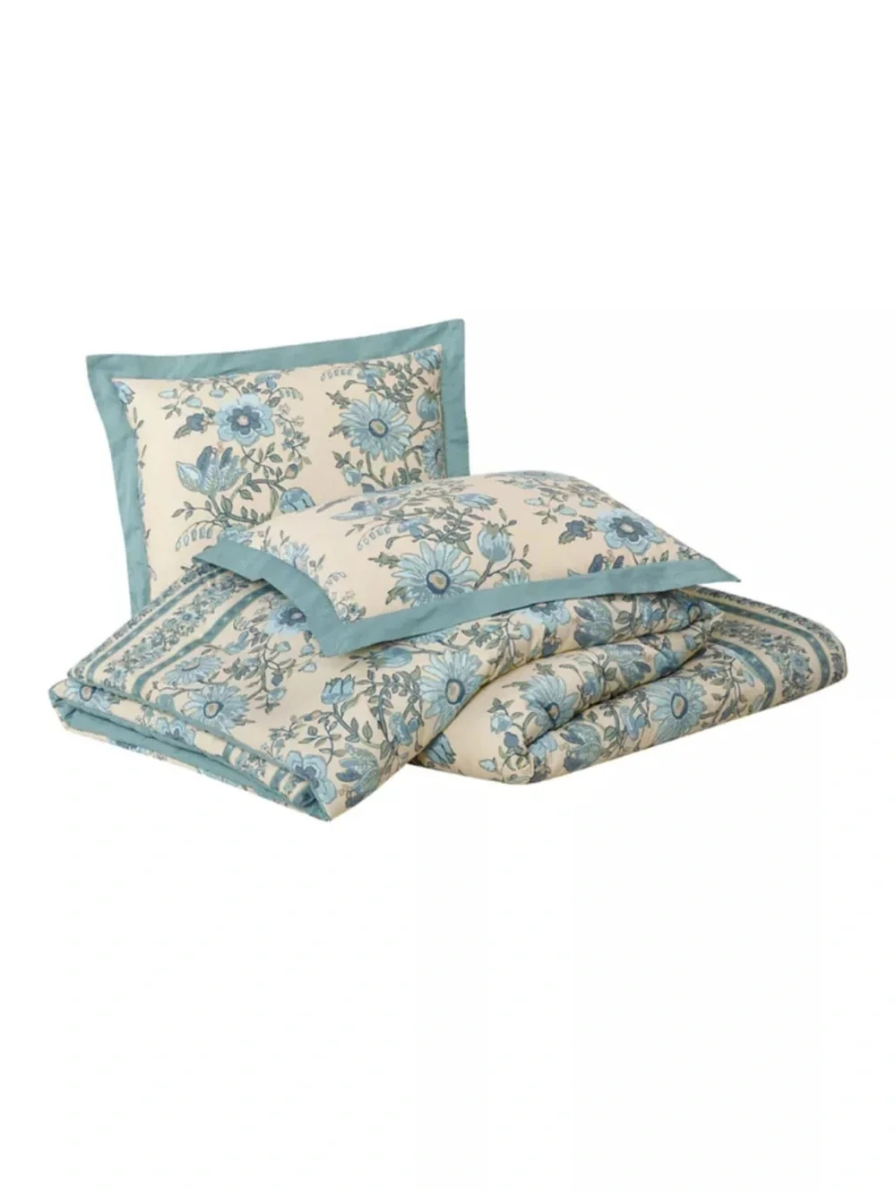 NWT Spartina 449 Mystic Moss Floral 3PC Cotton Sateen Comforter Set Full/Queen